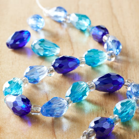 Aqua Teardrop Faceted Glass Beads, 11mm by Bead Landing™